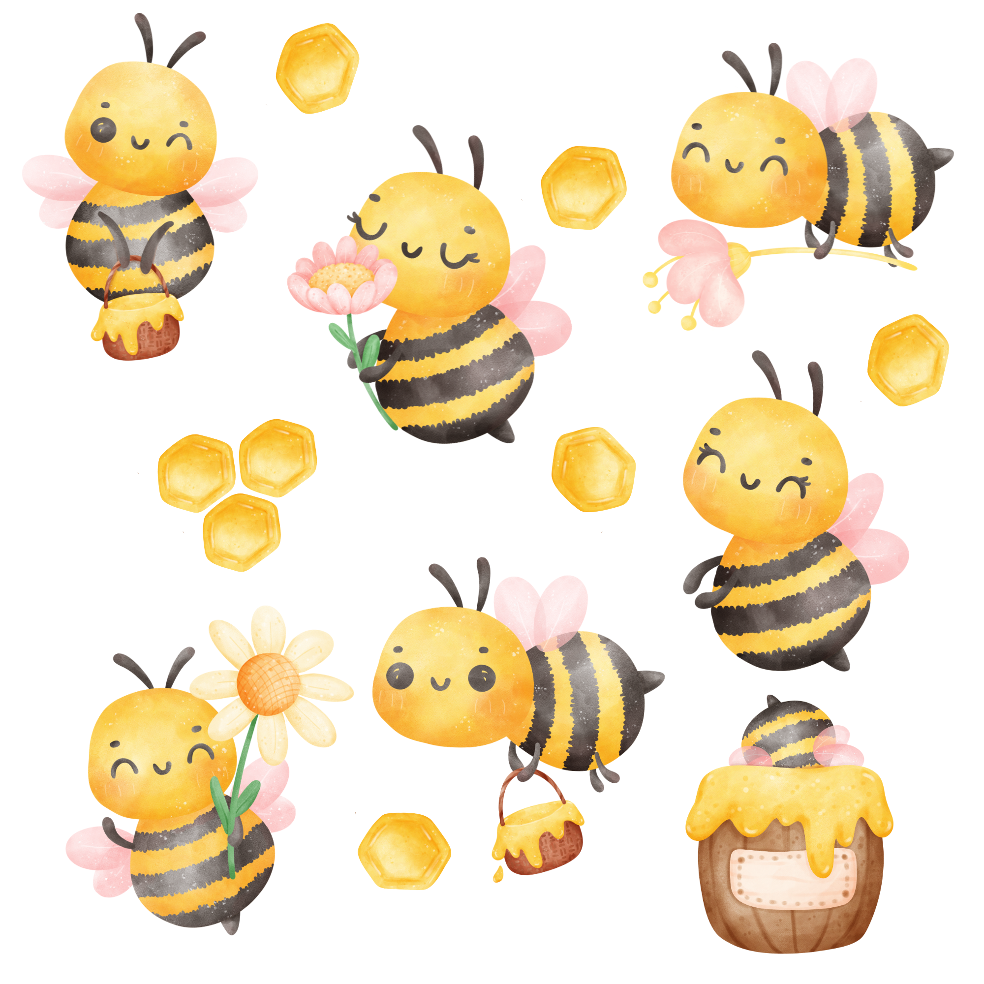 Textilná nálepka na stenu do detskej izby - Včielky